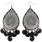 Black Metal Dangle-Earrings #LQE3874