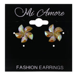 Flower AB Finish Stud-Earrings Yellow Color  #LQE3876