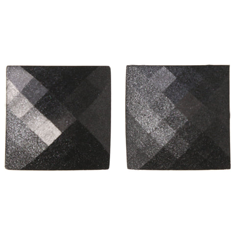 Black & Silver-Tone Colored Acrylic Stud-Earrings #LQE3884