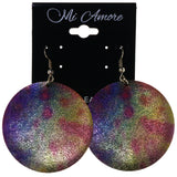 Colorful & Silver-Tone Colored Metal Dangle-Earrings #LQE3888