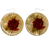 Rose Dangle-Earrings Yellow & Red Colored #LQE3902