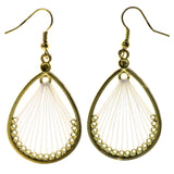 White & Gold-Tone Colored Metal Dangle-Earrings #LQE3910