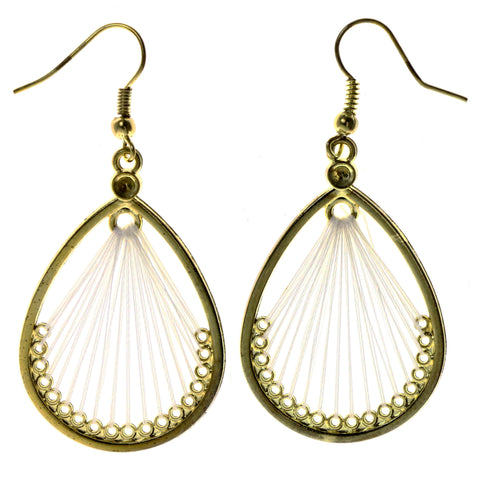 White & Gold-Tone Colored Metal Dangle-Earrings #LQE3910