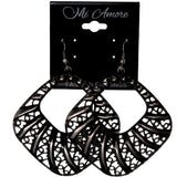 Black & Silver-Tone Colored Metal Dangle-Earrings #LQE3927