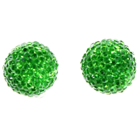 Green & Silver-Tone Colored Acrylic Stud-Earrings #LQE3932