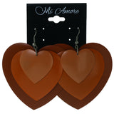 Layered Heart Dangle-Earrings Orange & Silver-Tone Colored #LQE3943