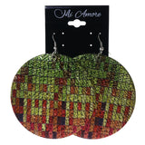 Textured Dangle-Earrings Green & Red Colored #LQE3959