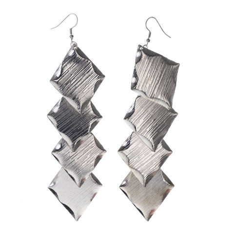 Silver-Tone Metal Dangle-Earrings #LQE3974