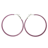 Pink & Silver-Tone Colored Metal Hoop-Earrings #LQE3987