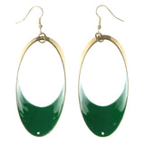 Gold-Tone & Green Colored Metal Dangle-Earrings #LQE3990
