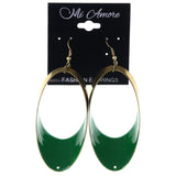 Gold-Tone & Green Colored Metal Dangle-Earrings #LQE3990