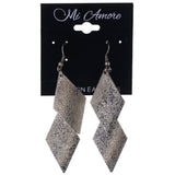 Textured Dangle-Earrings Silver-Tone Color  #LQE3996