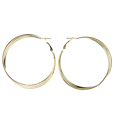 Gold-Tone Metal Hoop-Earrings #LQE4021