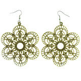 Sparkling Glitter Flower Dangle-Earrings Gold-Tone Color  #LQE4038