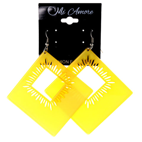 Yellow Acrylic Dangle-Earrings #LQE4049