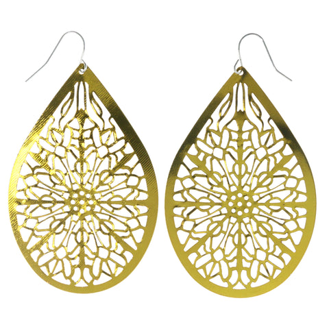 Metallic Dangle-Earrings Yellow Color  #LQE4050