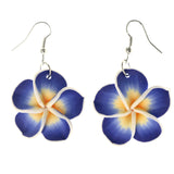 Flower Dangle-Earrings Blue & Orange Colored #LQE4056