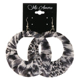 Glitter Cheetah Print Dangle-Earrings Black & White Colored #LQE4080