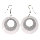Sparkling Glitter Dangle-Earrings White & Silver-Tone Colored #LQE4097