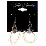 Silver-Tone & Clear Colored Metal Dangle-Earrings With Bead Accents #LQE4104