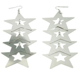 Silver-Tone Metal Star Drop-Dangle-Earrings