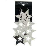 Silver-Tone Metal Star Drop-Dangle-Earrings