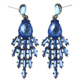 Blue & Silver-Tone Metal Dangle-Earrings Crystal Accents