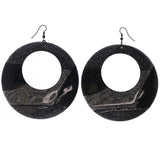 Silver-Tone & Black Metal Dangle-Earrings