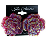 Rose AB Finish Stud-Earrings Pink Color  #LQE4127