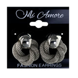 Braided Stud-Earrings Silver-Tone Color  #LQE4128
