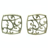 Filigree Stud-Earrings Gold-Tone Color  #LQE4132