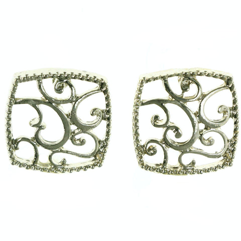 Filigree Stud-Earrings Gold-Tone Color  #LQE4132