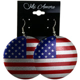 Patriotic American Flag Stars & Stripes Dangle-Earrings Blue & Red