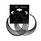 Antique Finish Hoop-Earrings Gold-Tone & Black Colored #LQE4155