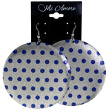 Polka Dots Dangle-Earrings Silver-Tone & Blue Colored #LQE4156