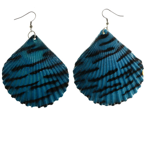 Zebra Stripes Dangle-Earrings Blue & Black Colored #LQE4167