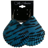 Zebra Stripes Dangle-Earrings Blue & Black Colored #LQE4167