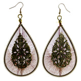 String Art Dangle-Earrings Purple & Yellow Colored #LQE4168