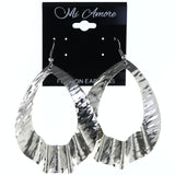 Textured Dangle-Earrings Silver-Tone Color  #LQE4176