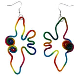 Rainbow Bird Outline Dangle-Earrings Colorful #LQE4180