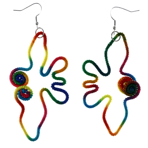 Rainbow Bird Outline Dangle-Earrings Colorful #LQE4180