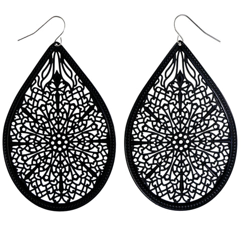 Filigree Dangle-Earrings Black Color  #LQE4181