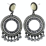 White & Silver-Tone Metal -Dangle-Earrings Crystal Accents #LQE4185