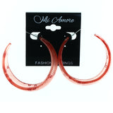 Lace Sequins Dangle-Earrings Red & Clear Colored #LQE4201