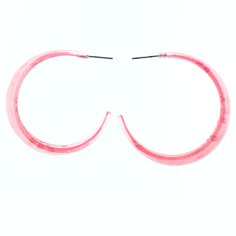 Lace Sequins Dangle-Earrings Pink & Clear Colored #LQE4202