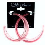 Lace Sequins Dangle-Earrings Pink & Clear Colored #LQE4202