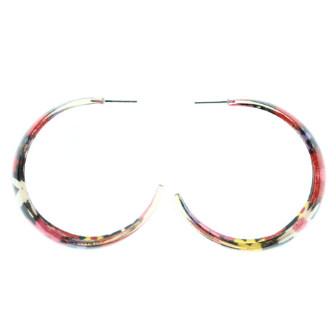 Flower Dangle-Earrings Colorful & Black Colored #LQE4205