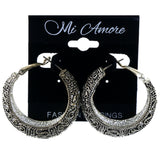 Filigree Hoop-Earrings With Crystal Accents  Silver-Tone Color #LQE4224