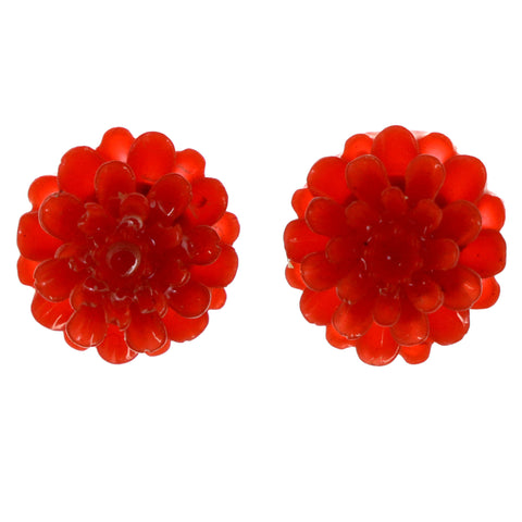 Flower Stud-Earrings Red Color  #LQE4239