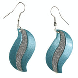 Glitter Dangle-Earrings Blue & Silver-Tone Colored #LQE4247